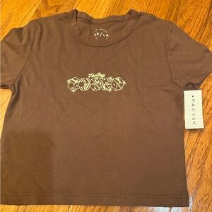 PacSun women’s Brown Graphic T-Shirt brand new with tags size xs